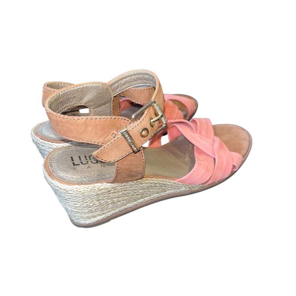 Lucca lane peach tan espadrille wedge leather ankle strap sandals new NWOT 8.5 - Picture 5 of 6